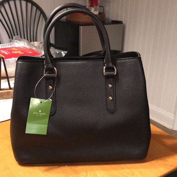 Brand new with tags Kate Spade black leather handbag with strap - Picture 2 of 13